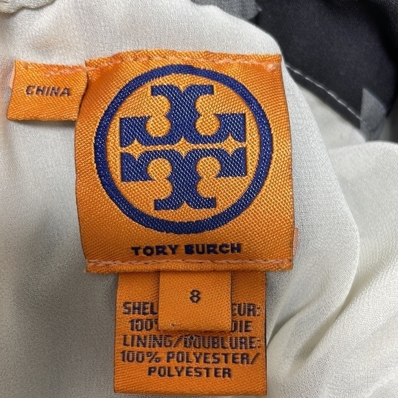 Tory Burch Silk Tank Top Geometric Print Grey Black Size 8 - Picture 15 of 16
